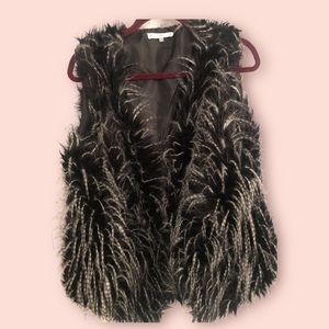 Fabulous Faux Fur Vest. Black & White. Size L. By Sioni.